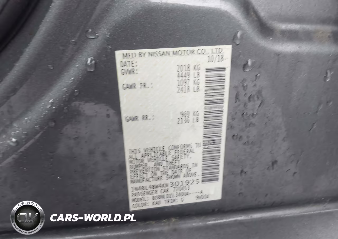 2019 Nissan Altima 2.5 S VIN:1N4BL4BW4KN301925 - 9