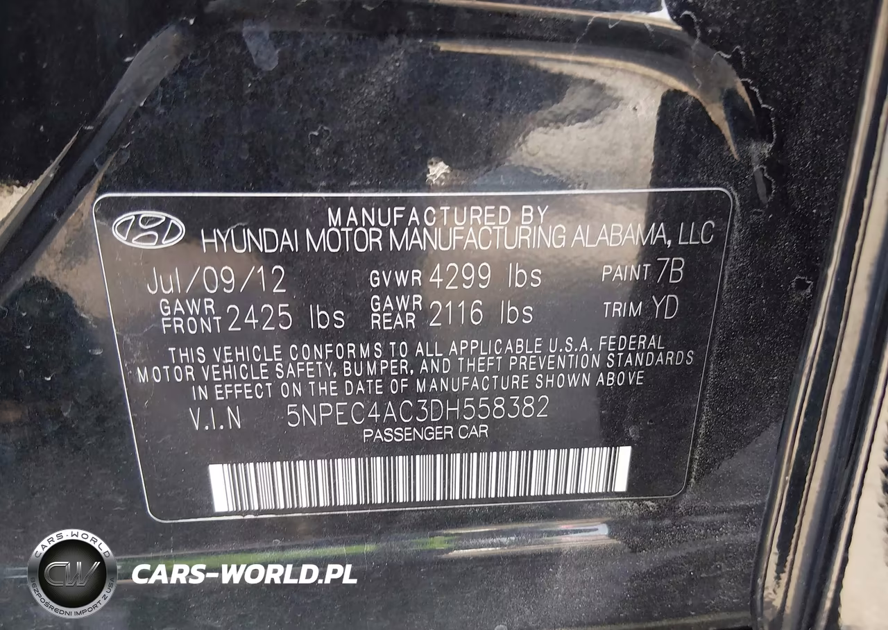 2013 Hyundai Sonata Limited VIN:5NPEC4AC3DH558382 - 9