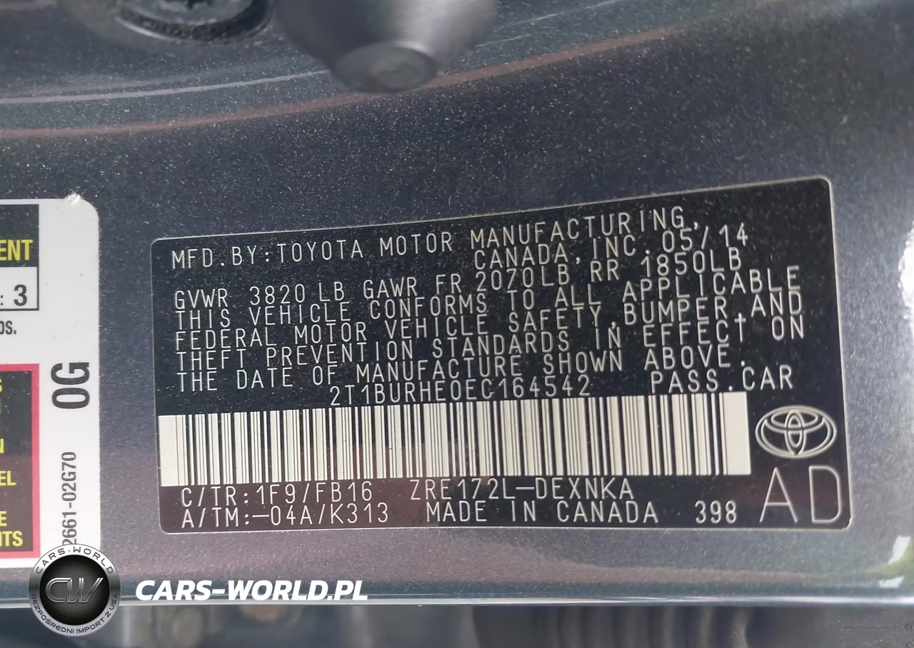 2014 Toyota Corolla Le VIN:2T1BURHE0EC164542 - 9