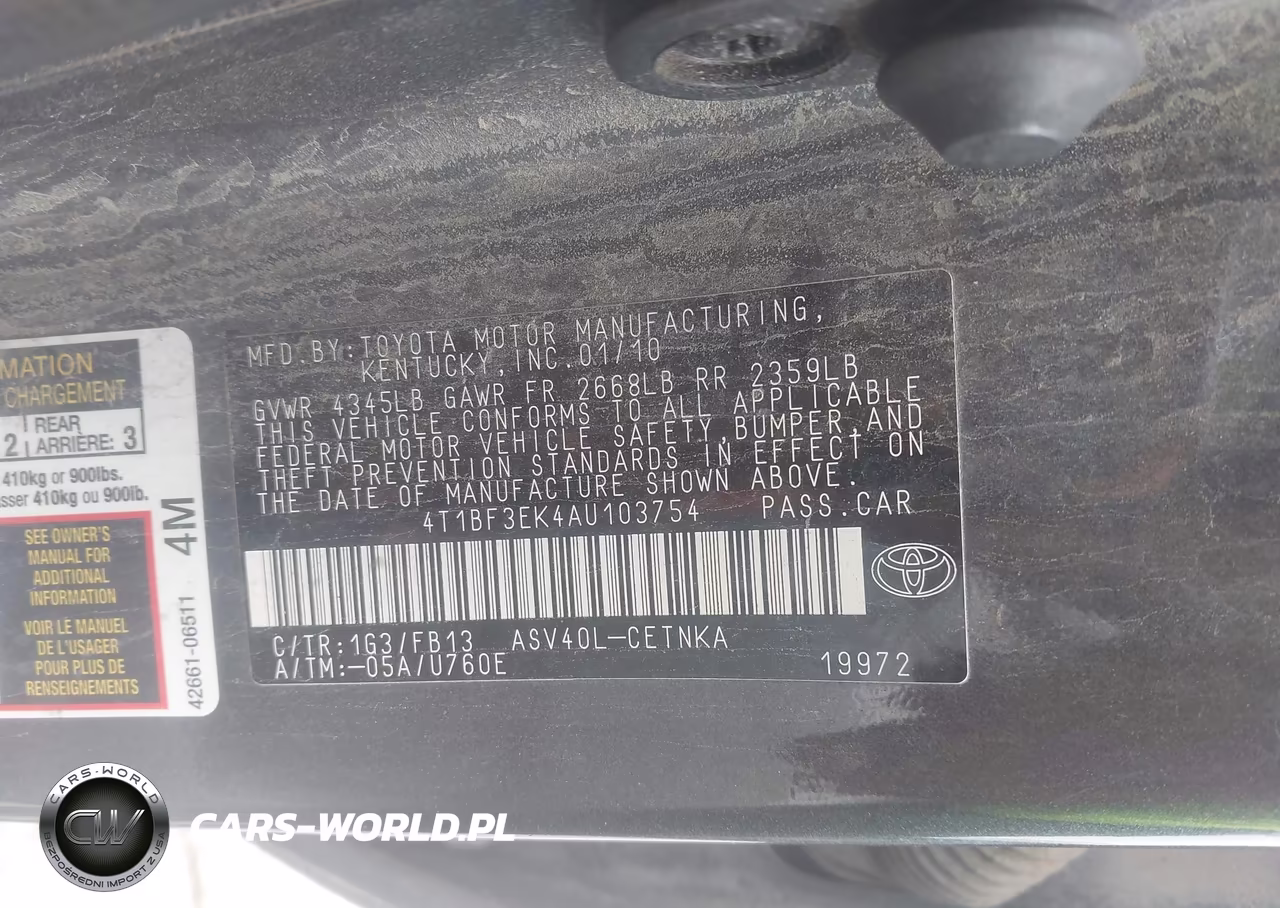 2010 Toyota Camry Le VIN:4T1BF3EK4AU103754 - 9