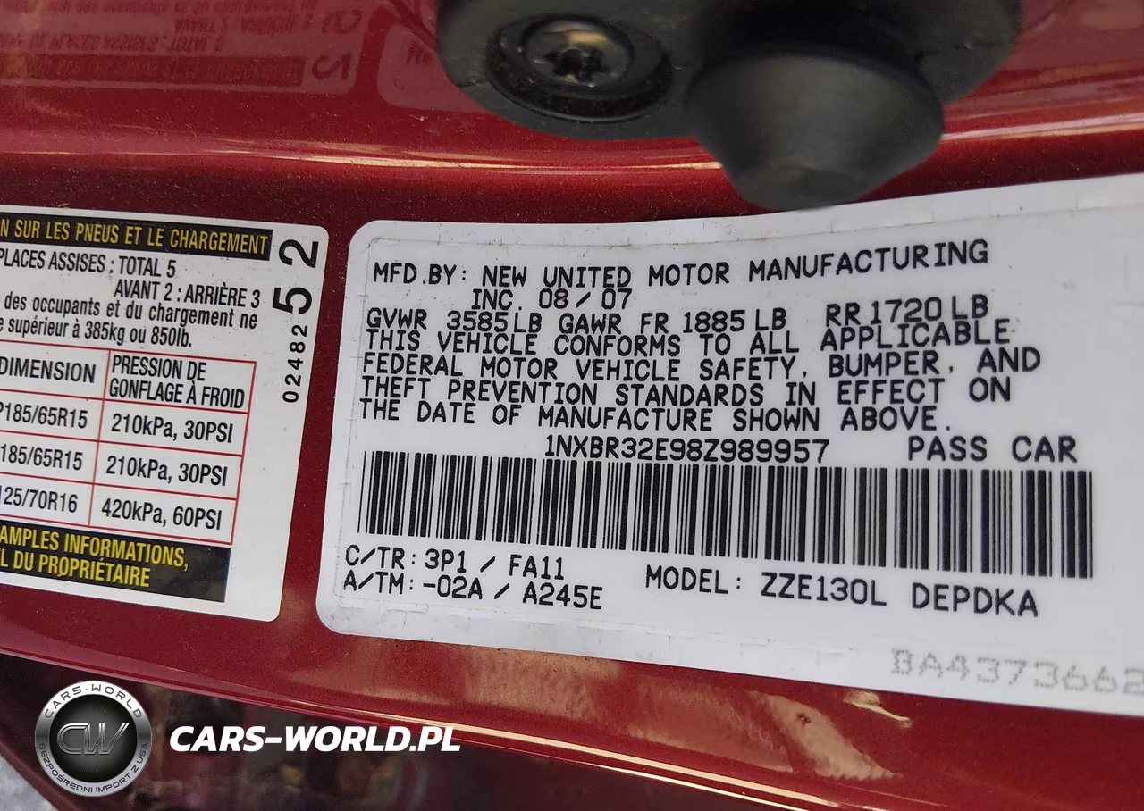 2008 Toyota Corolla Ce VIN:1NXBR32E98Z989957 - 9