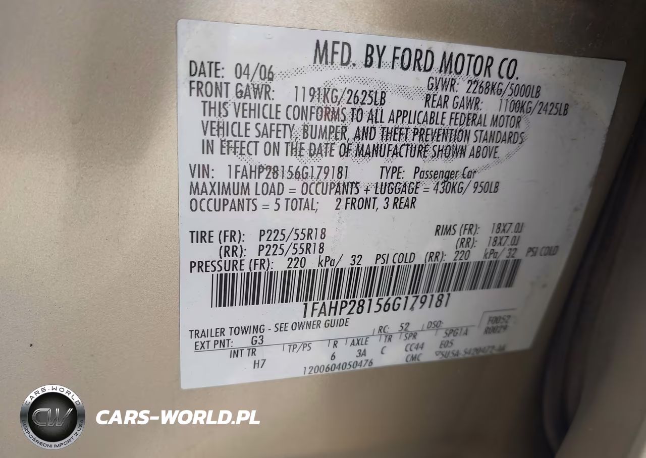 2006 Ford Five Hundred Limited VIN:1FAHP28156G179181 - 9