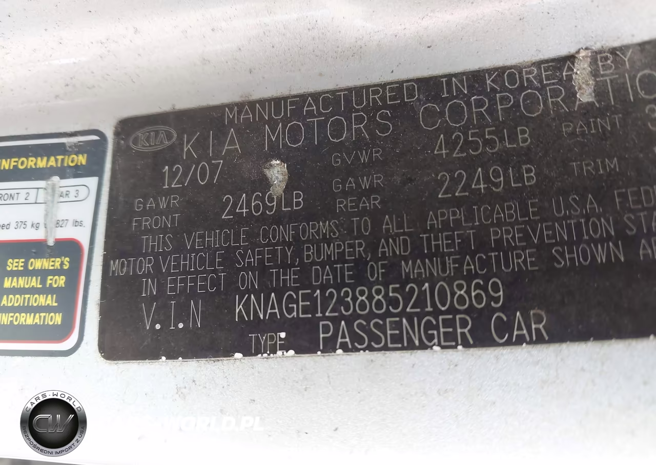 2008 Kia Optima Ex VIN:KNAGE123885210869 - 9