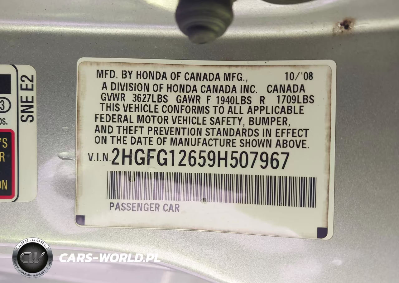 2009 Honda Civic Lx VIN:2HGFG12659H507967 - 9