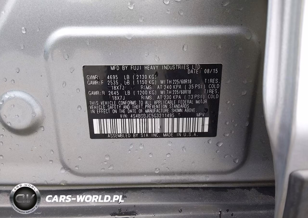 2016 Subaru Outback 2.5I Limited VIN:4S4BSBJC5G3211495 - 9