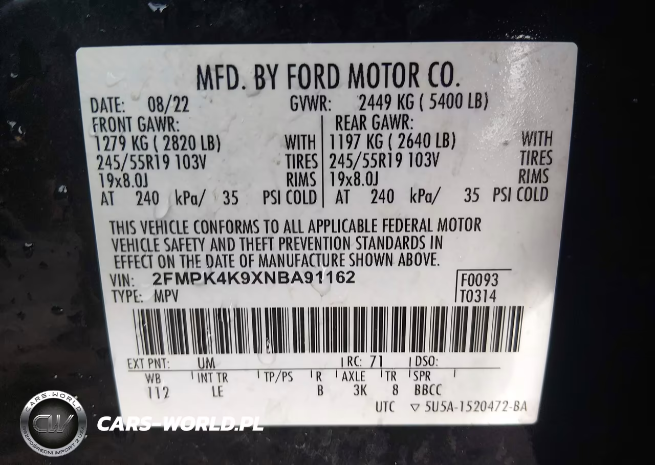 2022 Ford Edge Titanium VIN:2FMPK4K9XNBA91162 - 9