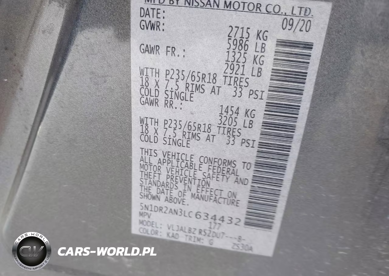 2020 Nissan Pathfinder S 2Wd VIN:5N1DR2AN3LC634432 - 9
