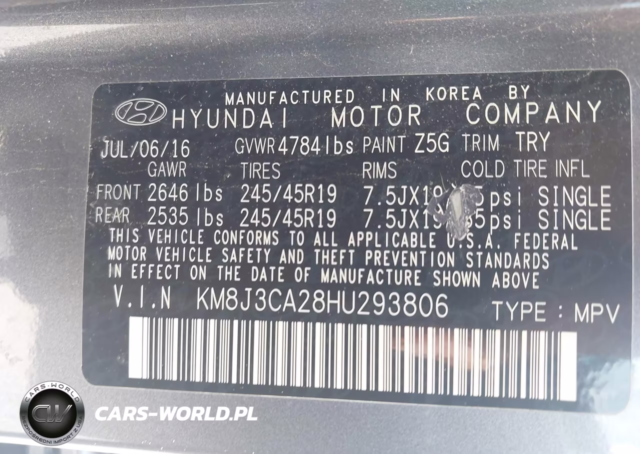 2017 Hyundai Tucson Sport VIN:KM8J3CA28HU293806 - 9