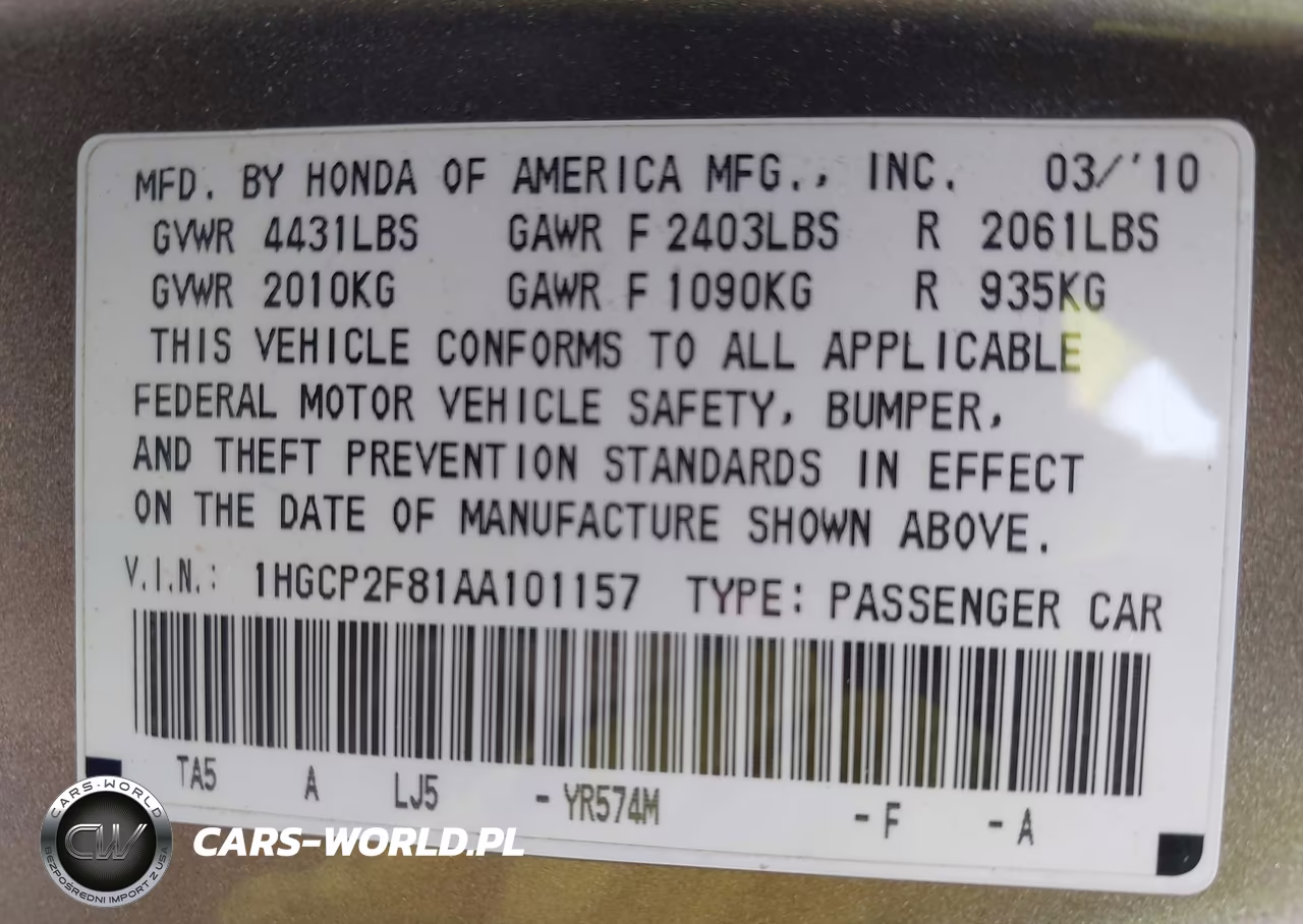 2010 Honda Accord 2.4 Ex-L VIN:1HGCP2F81AA101157 - 9