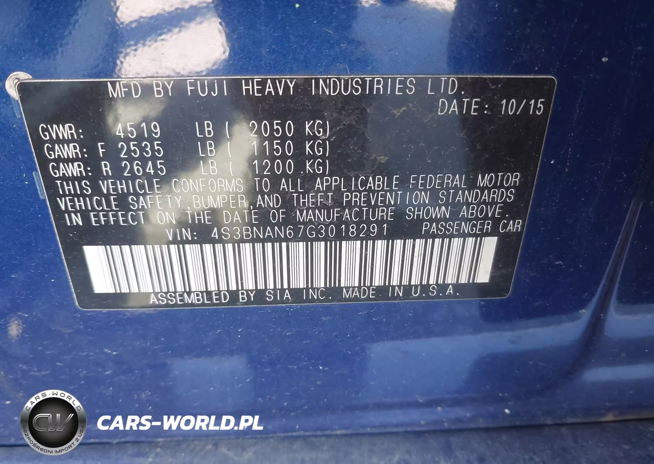 2016 Subaru Legacy 2.5I Limited VIN:4S3BNAN67G3018291 - 9