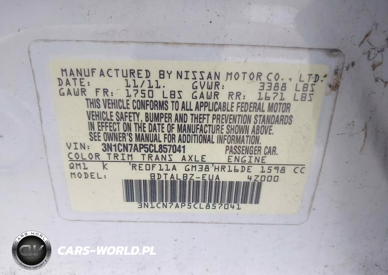 2012 Nissan Versa 1.6 Sv VIN:3N1CN7AP5CL857041 - 9