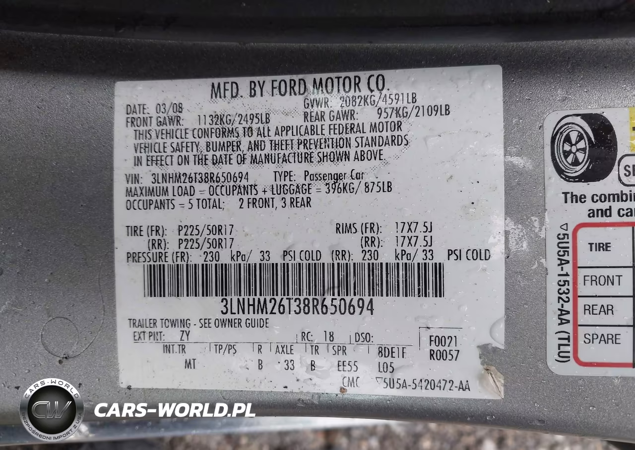 2008 Lincoln Mkz VIN:3LNHM26T38R650694 - 9