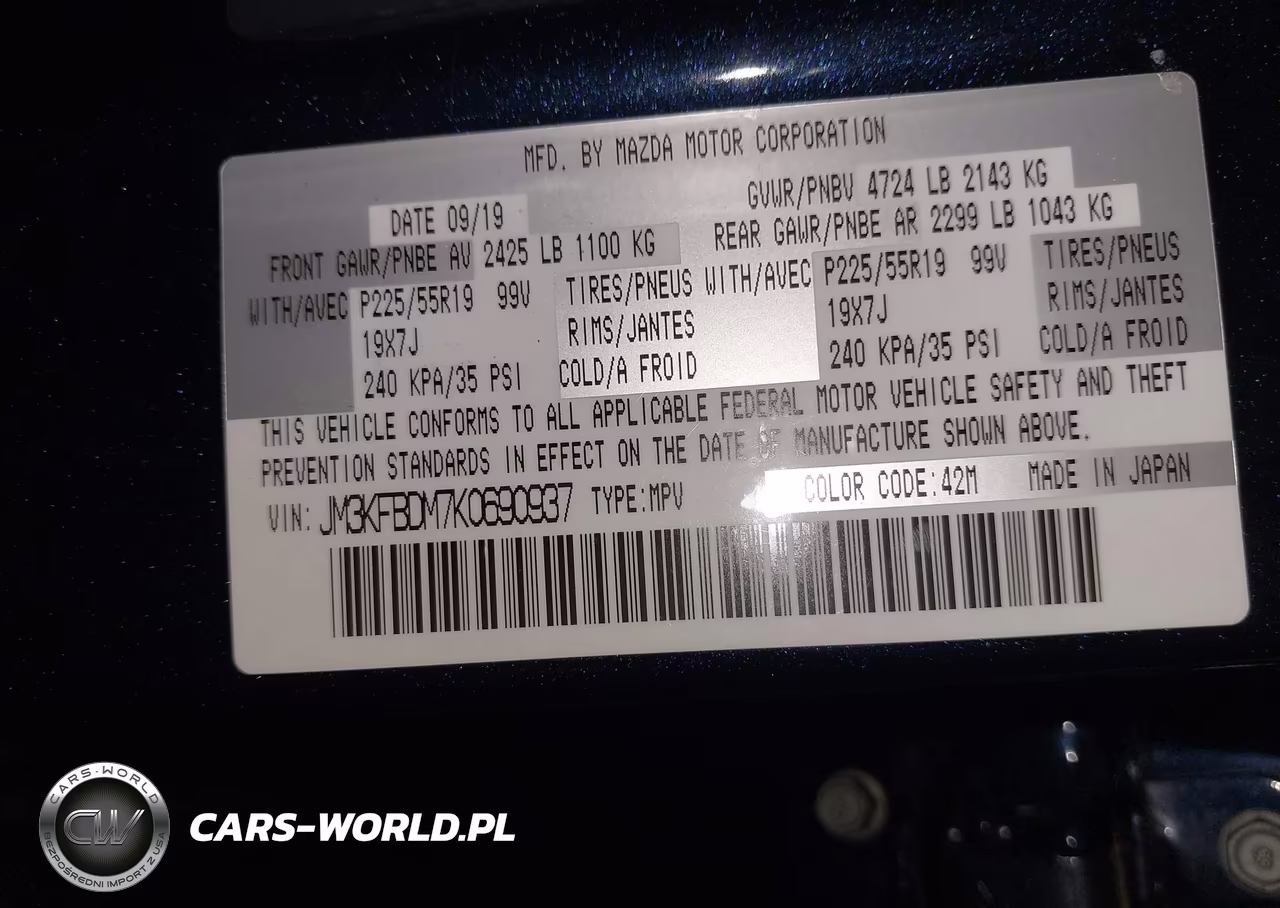 2019 Mazda Cx-5 Grand Touring VIN:JM3KFBDM7K0690937 - 9