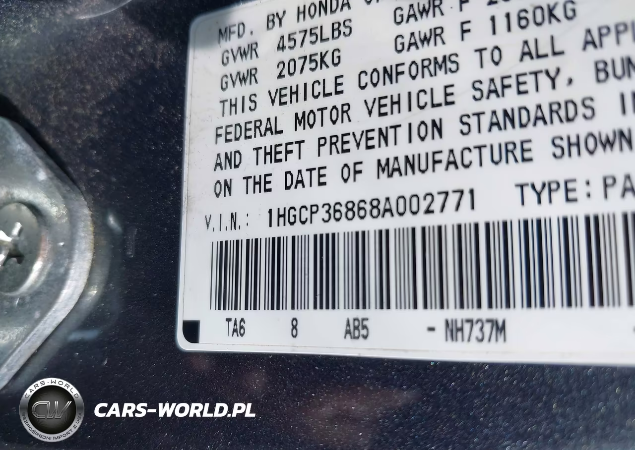2008 Honda Accord 3.5 Ex-L VIN:1HGCP36868A002771 - 9