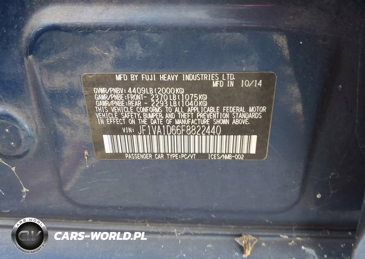 2015 Subaru Wrx Premium VIN:JF1VA1D66F8822440 - 9