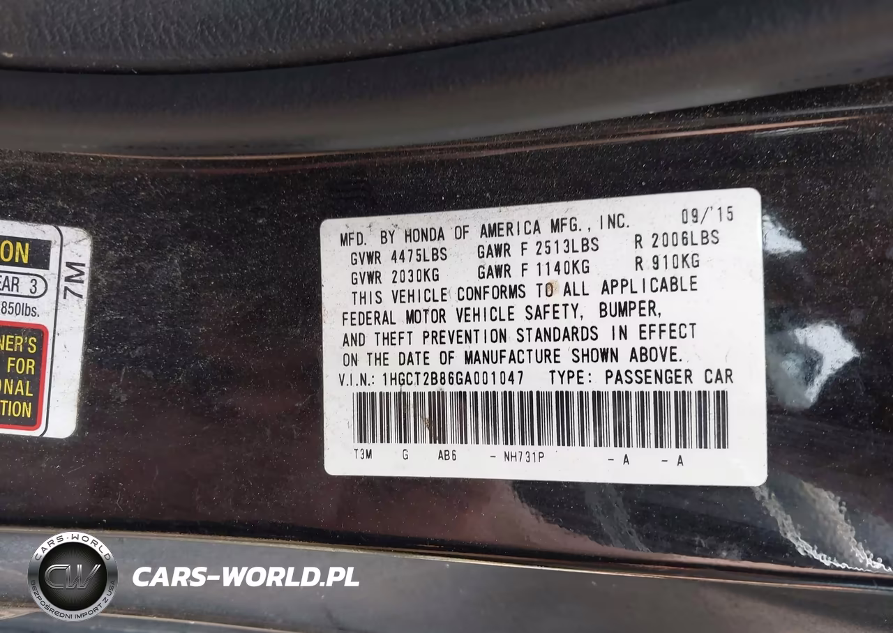 2016 Honda Accord Ex-L V-6 VIN:1HGCT2B86GA001047 - 9