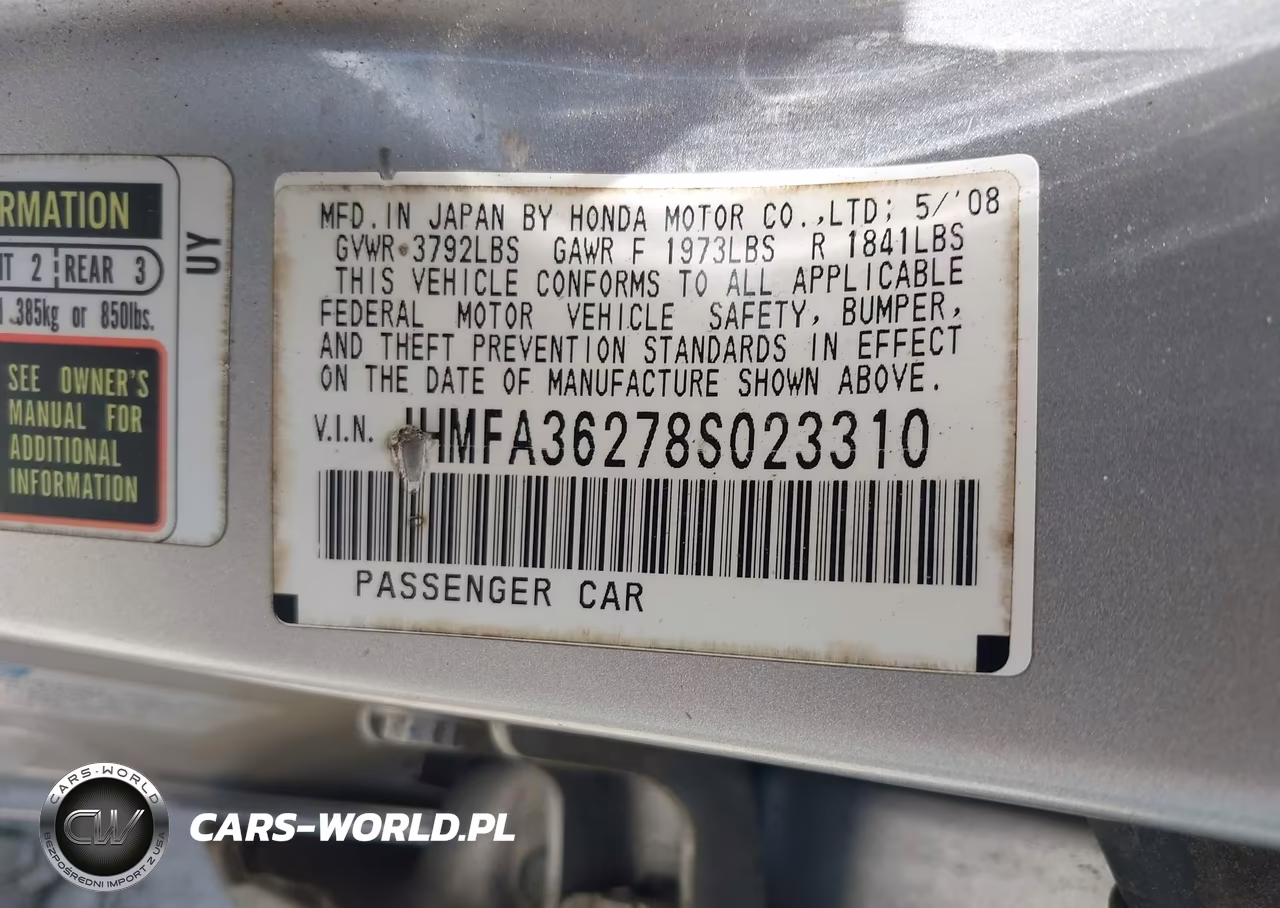 2008 Honda Civic Hybrid VIN:JHMFA36278S023310 - 9