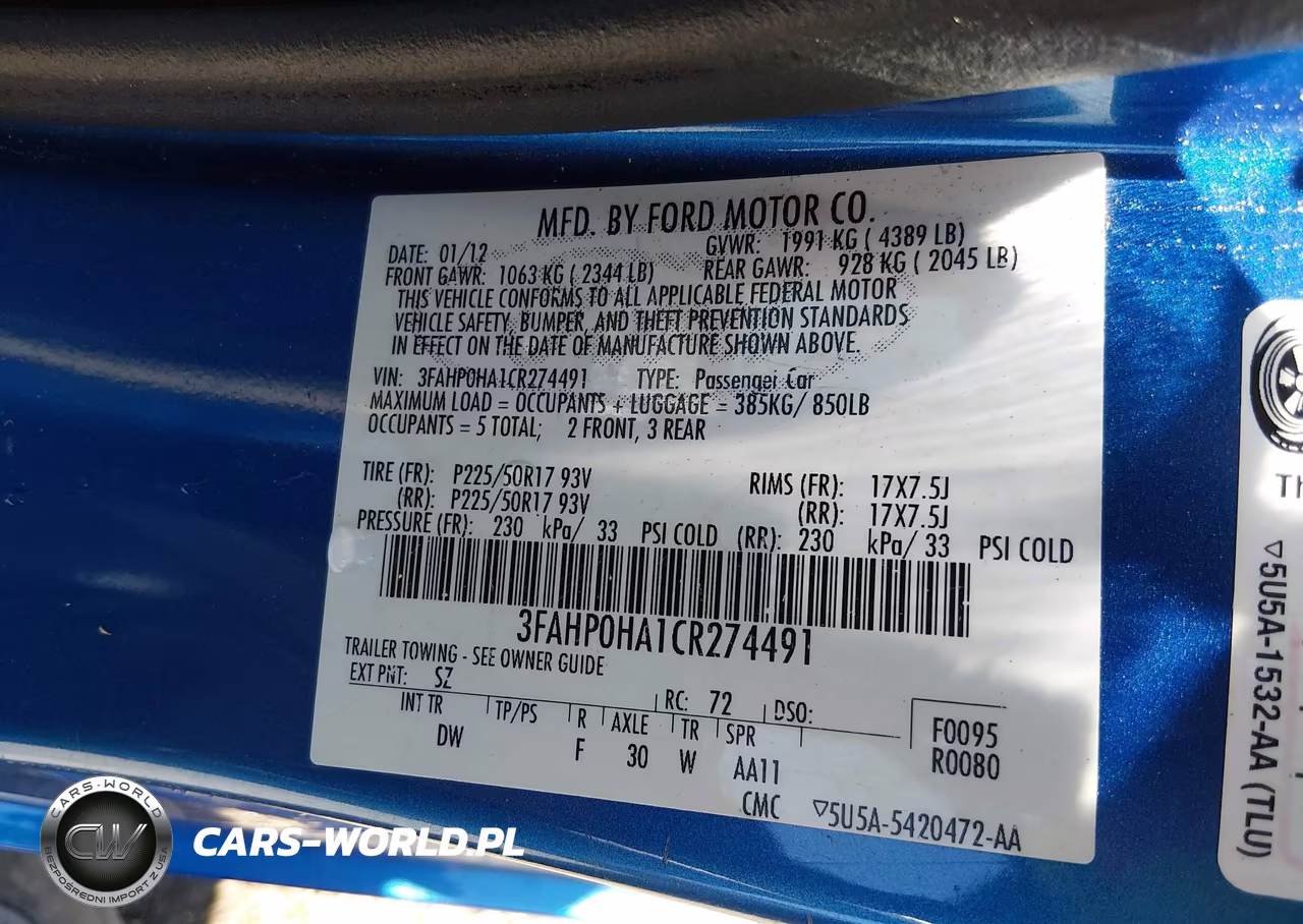 2012 Ford Fusion Se VIN:3FAHP0HA1CR274491 - 9