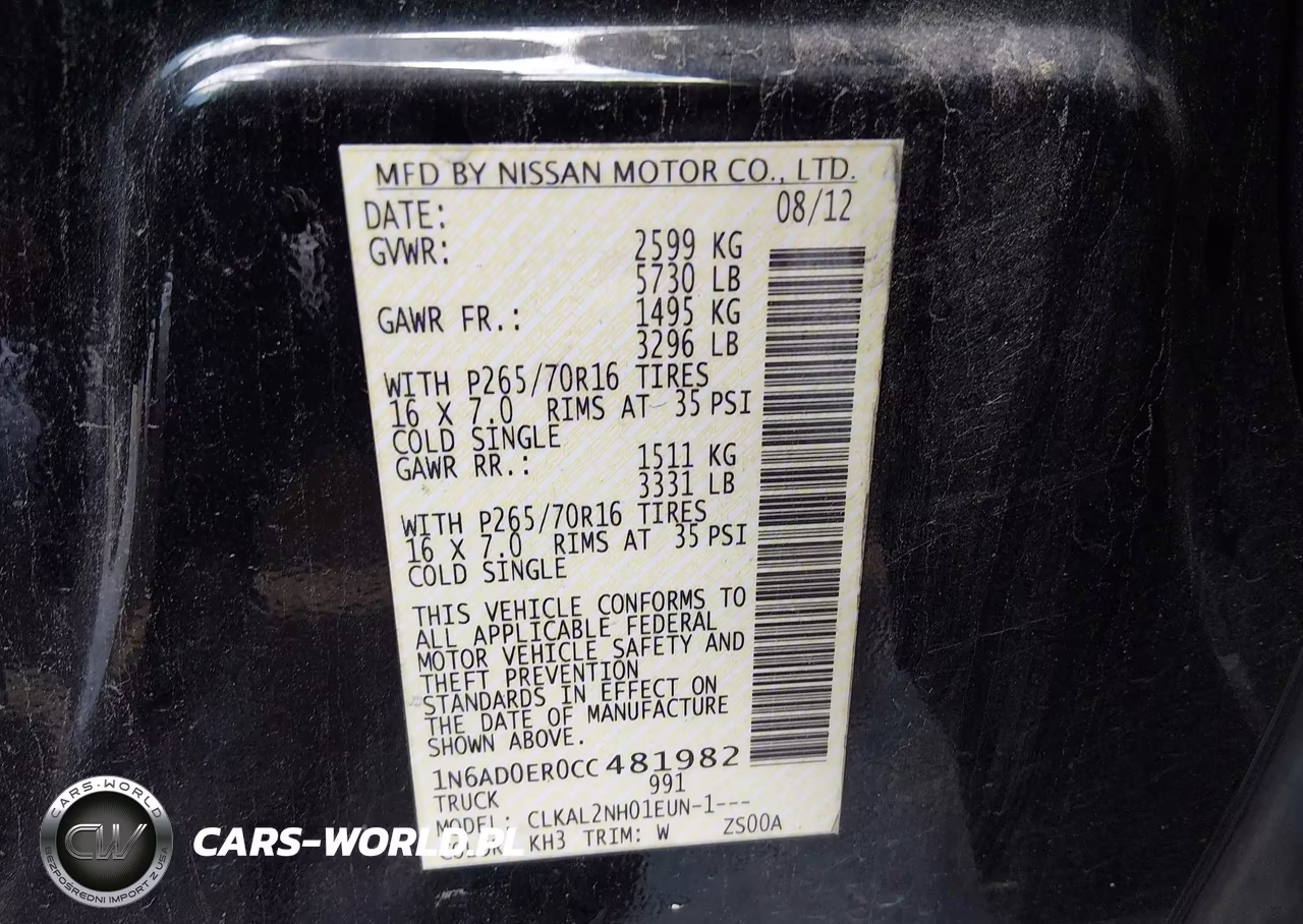 2012 Nissan Frontier Sv VIN:1N6AD0ER0CC481982 - 9