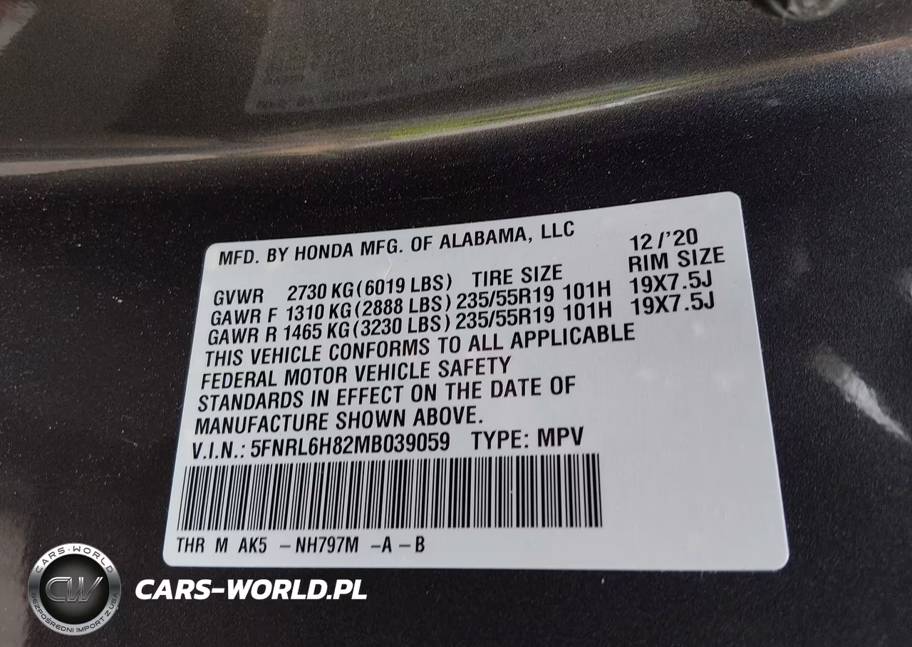 2021 Honda Odyssey Touring VIN:5FNRL6H82MB039059 - 9