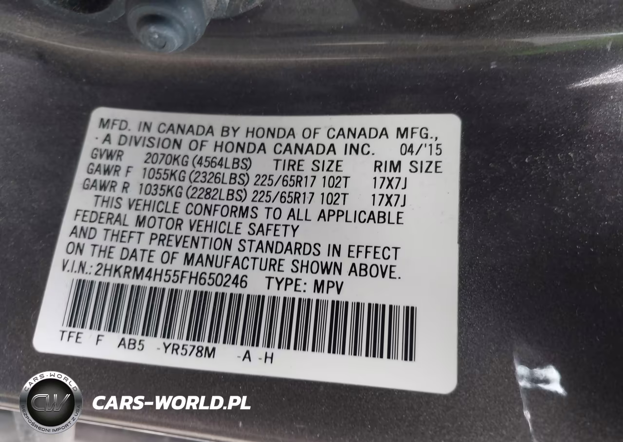 2015 Honda Cr-V Ex VIN:2HKRM4H55FH650246 - 9
