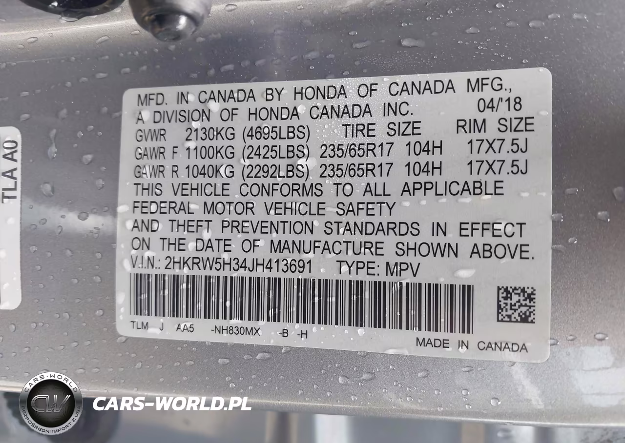 2018 Honda Cr-V Lx VIN:2HKRW5H34JH413691 - 9
