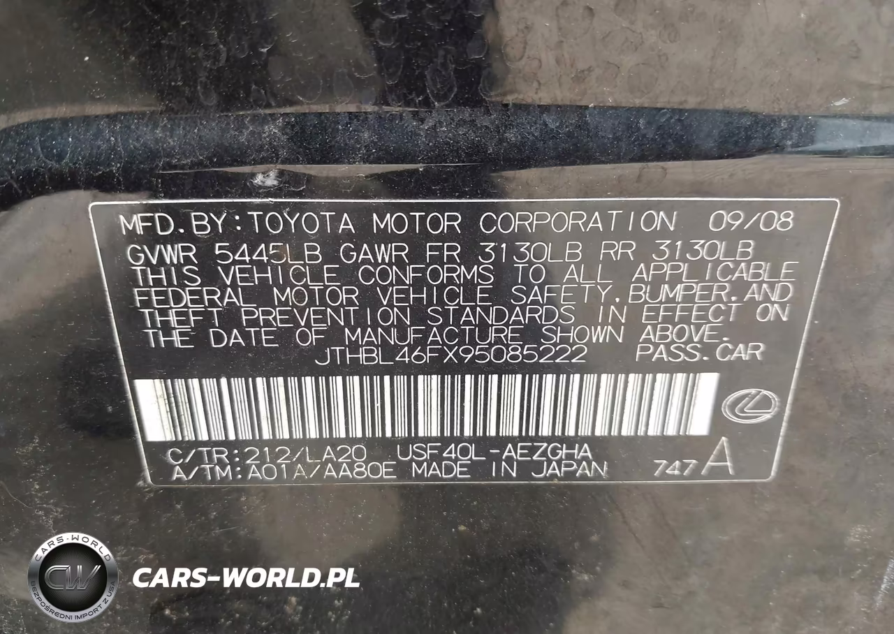2009 Lexus Ls 460 VIN:JTHBL46FX95085222 - 9