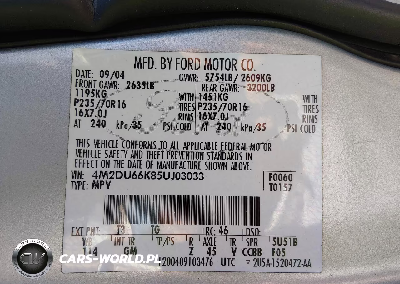 2005 Mercury Mountaineer VIN:4M2DU66K85UJ03033 - 9