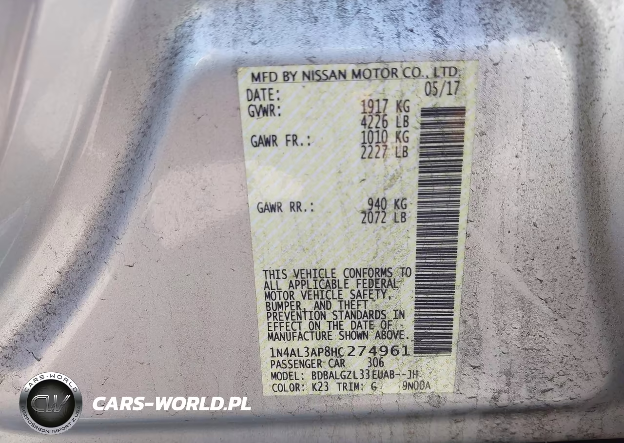 2017 Nissan Altima 2.5 S VIN:1N4AL3AP8HC274961 - 9