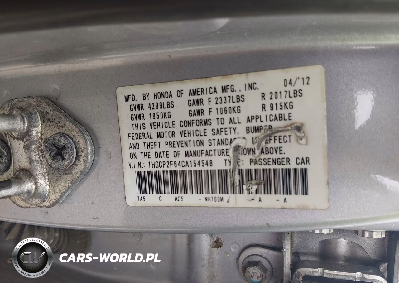 2012 Honda Accord 2.4 Se VIN:1HGCP2F64CA154548 - 9