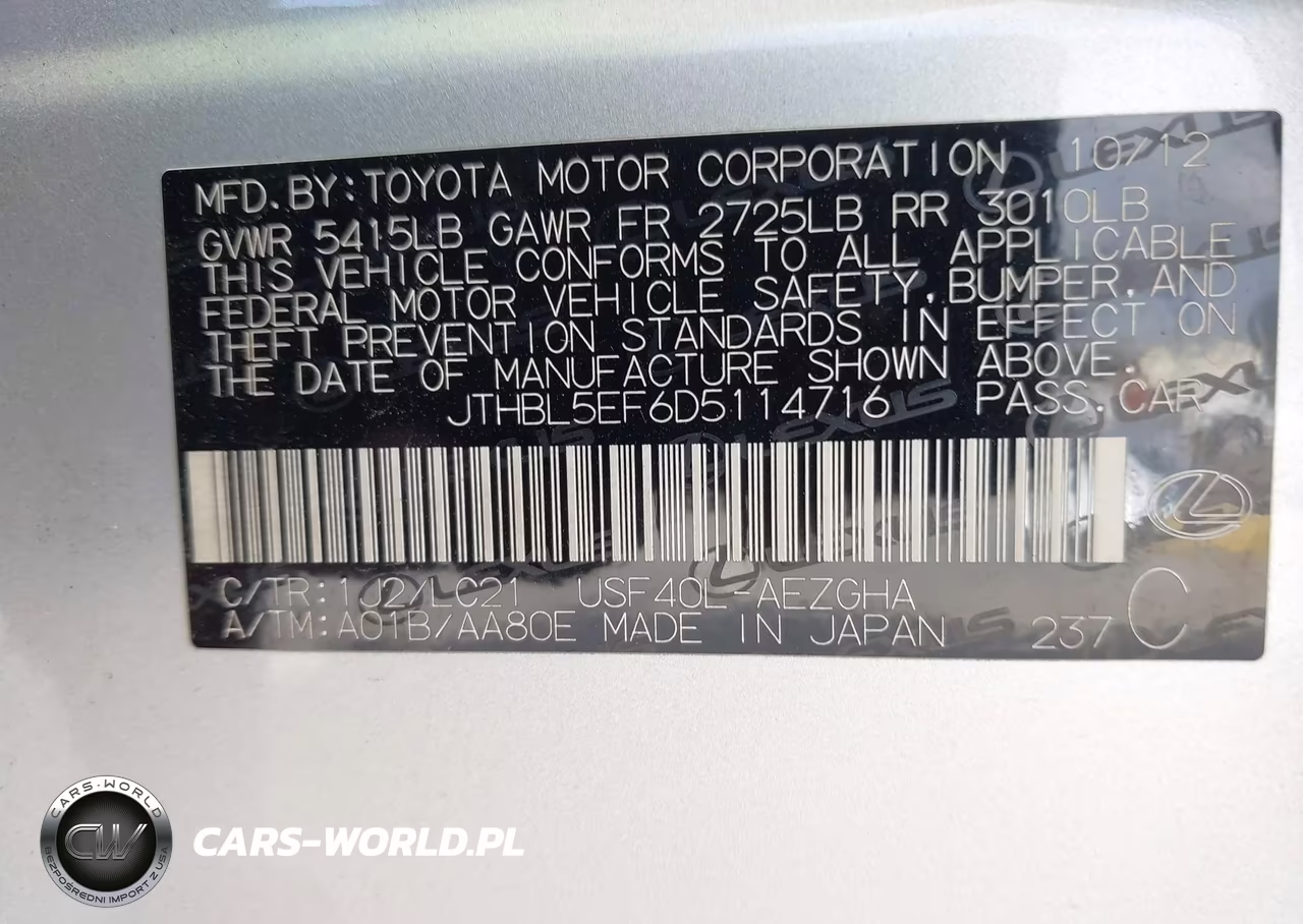 2013 Lexus Ls 460 VIN:JTHBL5EF6D5114716 - 9
