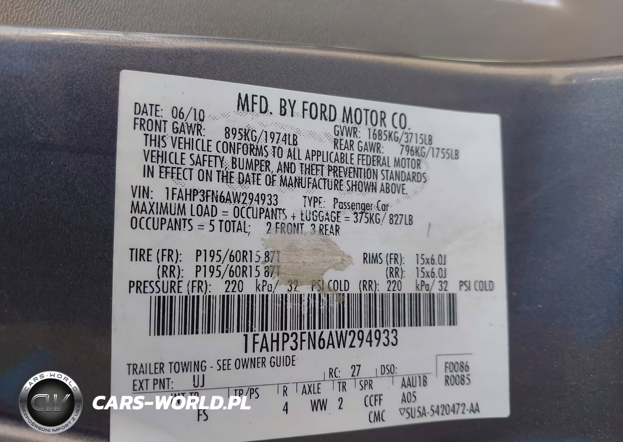 2010 Ford Focus Se VIN:1FAHP3FN6AW294933 - 9