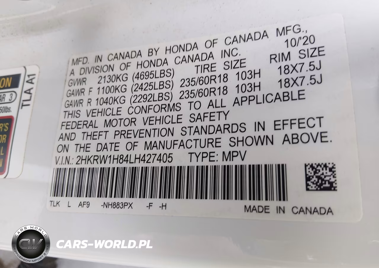 2020 Honda Cr-V 2Wd Ex-L VIN:2HKRW1H84LH427405 - 9