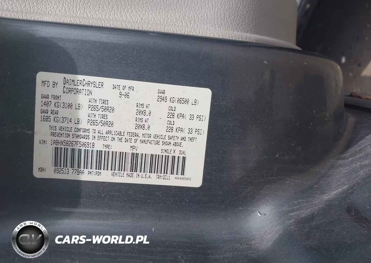 2007 Chrysler Aspen Limited VIN:1A8HX58267F506918 - 9