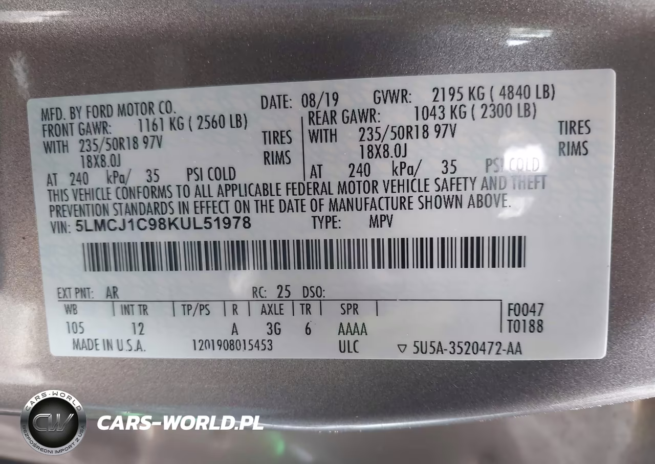 2019 Lincoln Mkc Standard VIN:5LMCJ1C98KUL51978 - 9