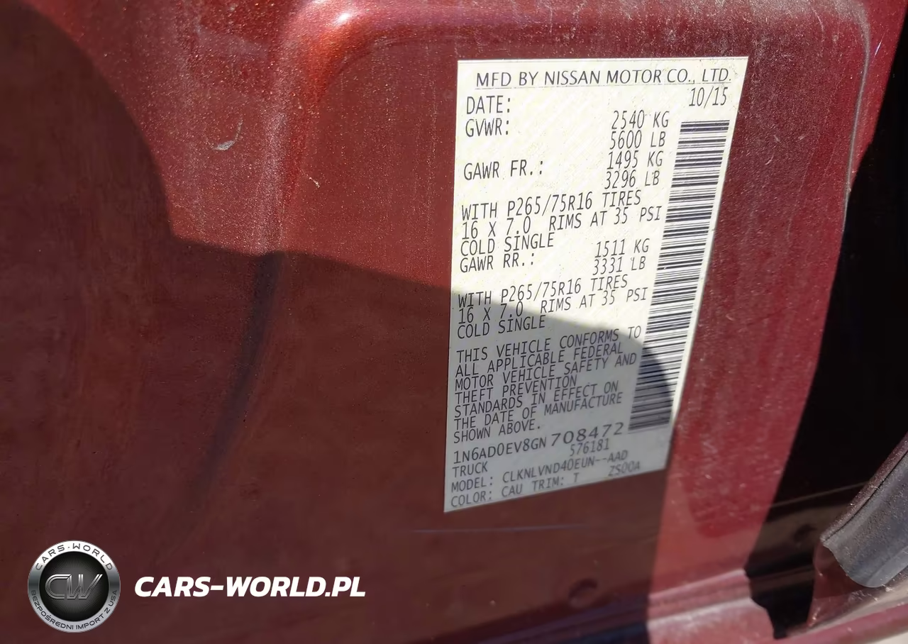 2016 Nissan Frontier Pro-4X VIN:1N6AD0EV8GN708472 - 9