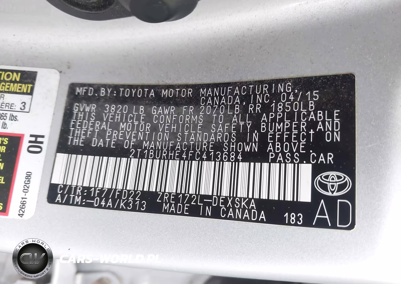 2015 Toyota Corolla S Plus VIN:2T1BURHE4FC413684 - 9