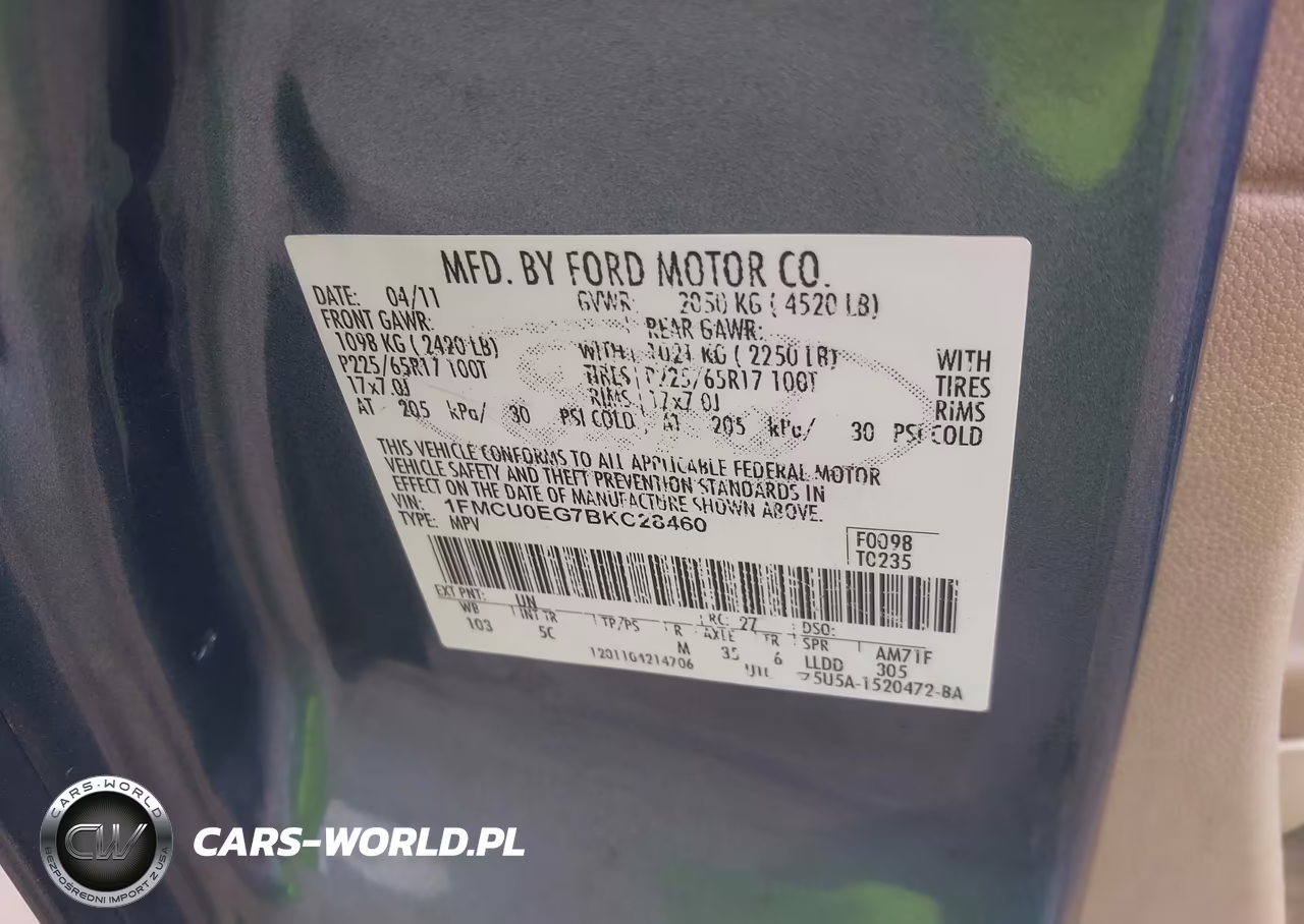 2011 Ford Escape Limited VIN:1FMCU0EG7BKC28460 - 9