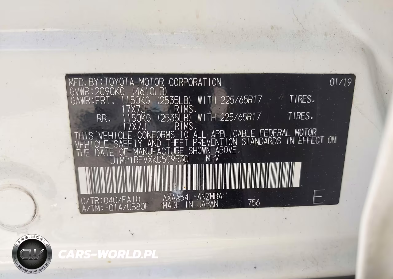 2019 Toyota Rav4 Xle VIN:JTMP1RFVXKD509530 - 9