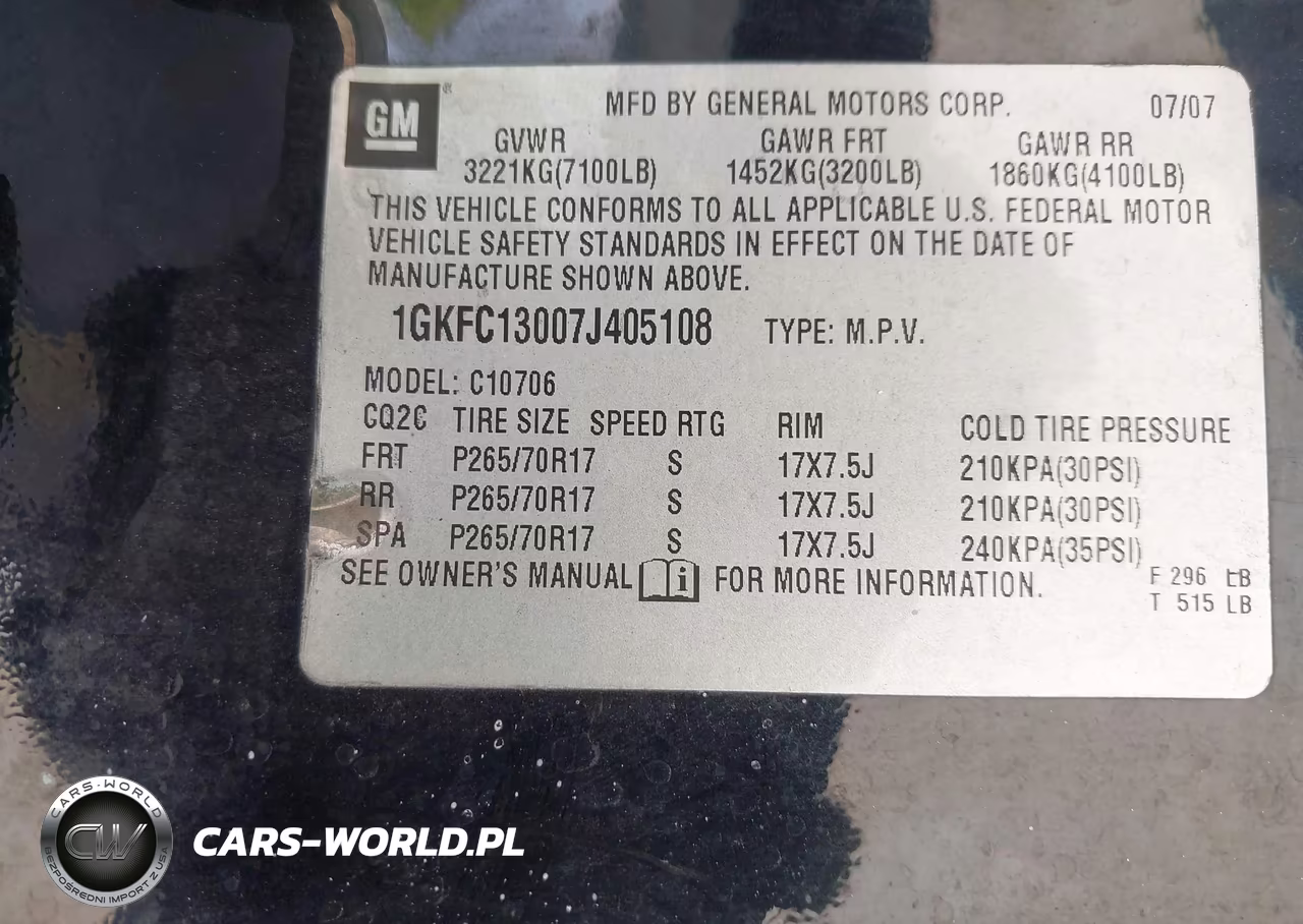 2007 GMC Yukon Slt VIN:1GKFC13007J405108 - 9