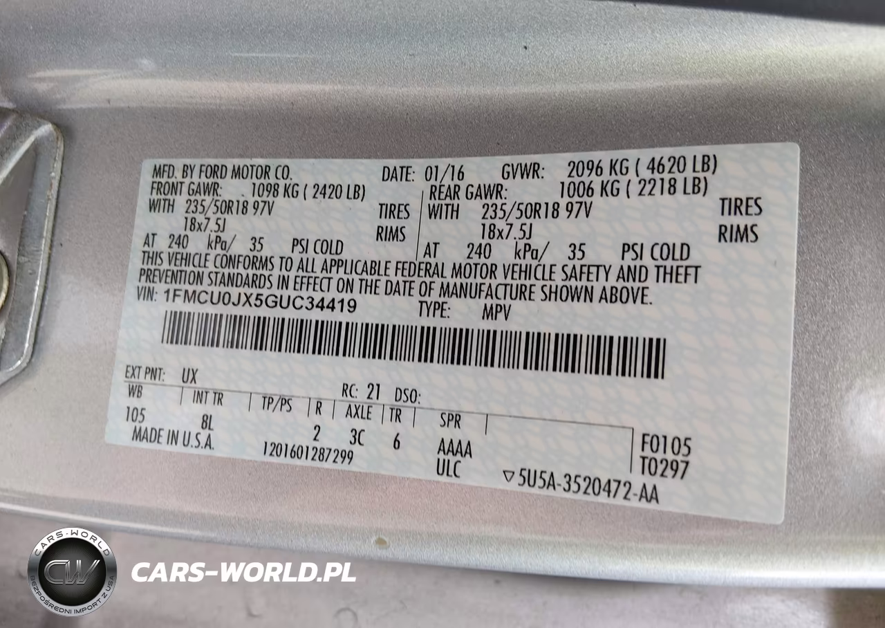 2016 Ford Escape Titanium VIN:1FMCU0JX5GUC34419 - 9