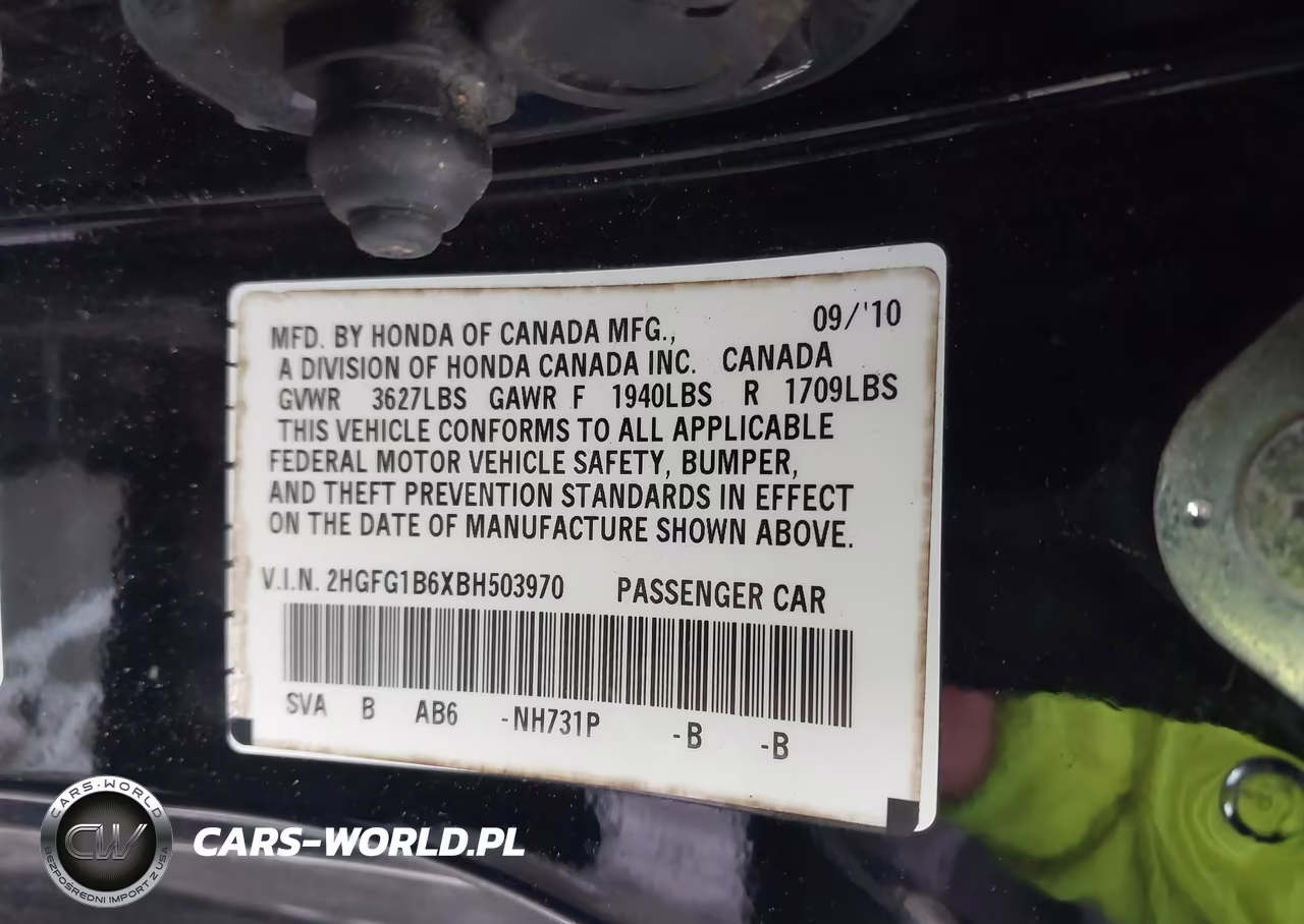 2011 Honda Civic Lx VIN:2HGFG1B6XBH503970 - 9