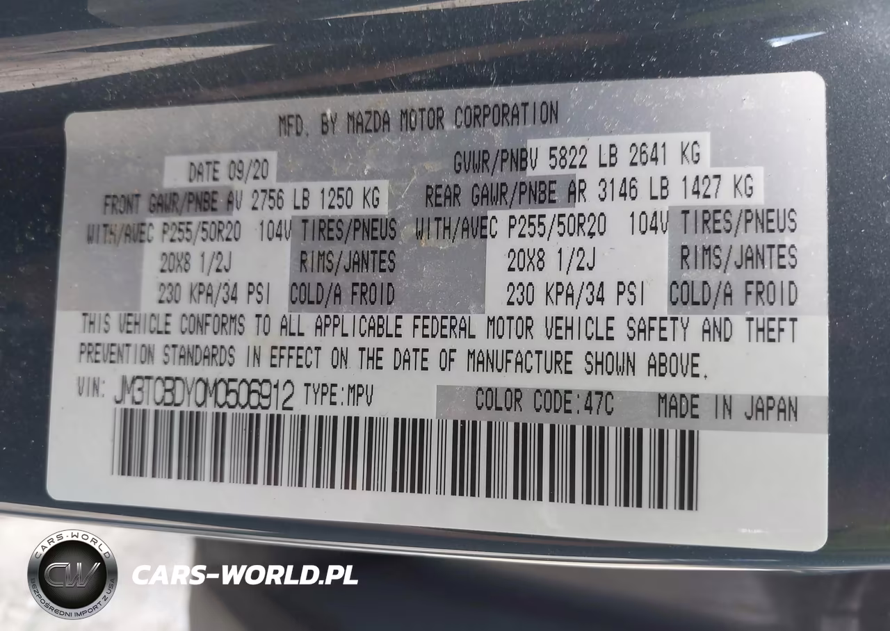 2021 Mazda Cx-9 Carbon Edition VIN:JM3TCBDY0M0506912 - 9