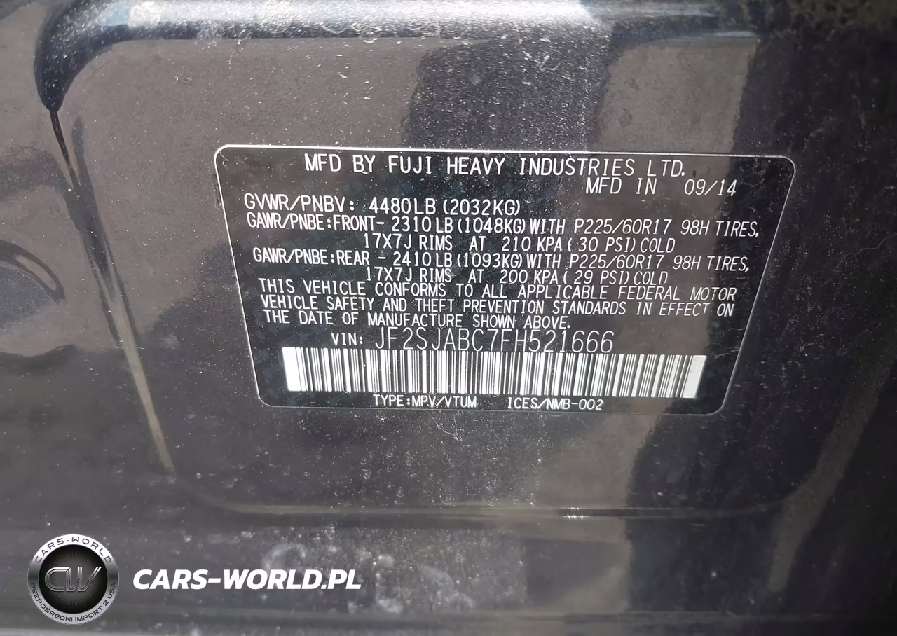 2015 Subaru Forester 2.5I VIN:JF2SJABC7FH521666 - 9