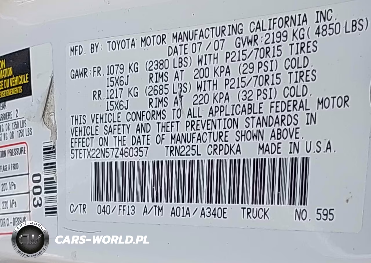 2007 Toyota Tacoma VIN:5TETX22N57Z460357 - 9