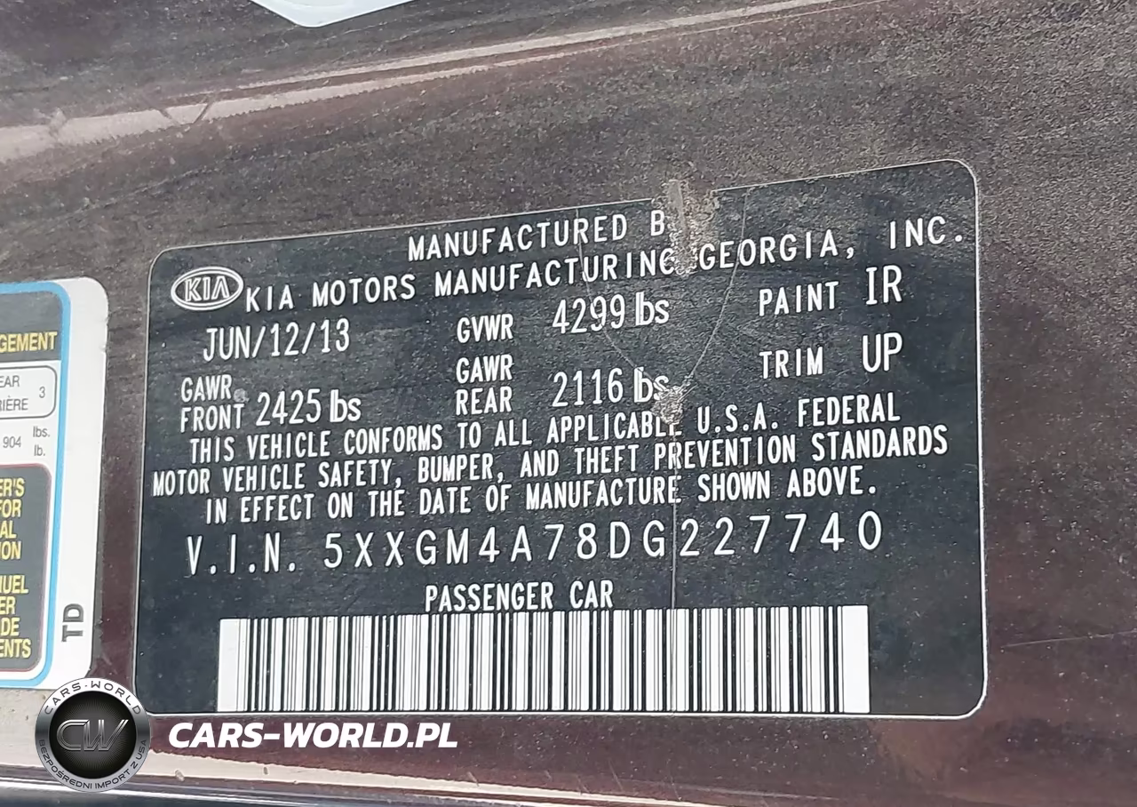 2013 Kia Optima Lx VIN:5XXGM4A78DG227740 - 9