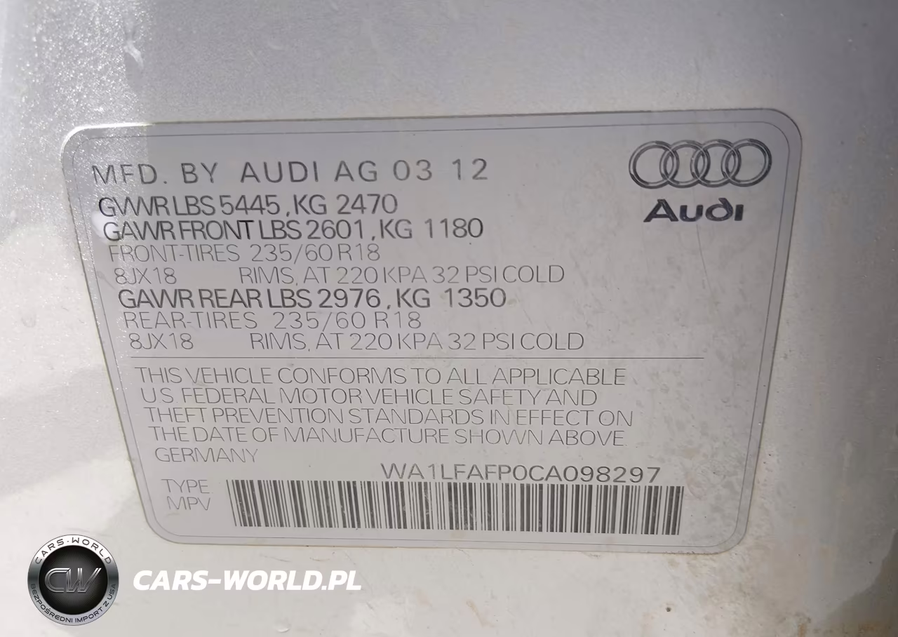 2012 Audi Q5 2.0T Premium VIN:WA1LFAFP0CA098297 - 9