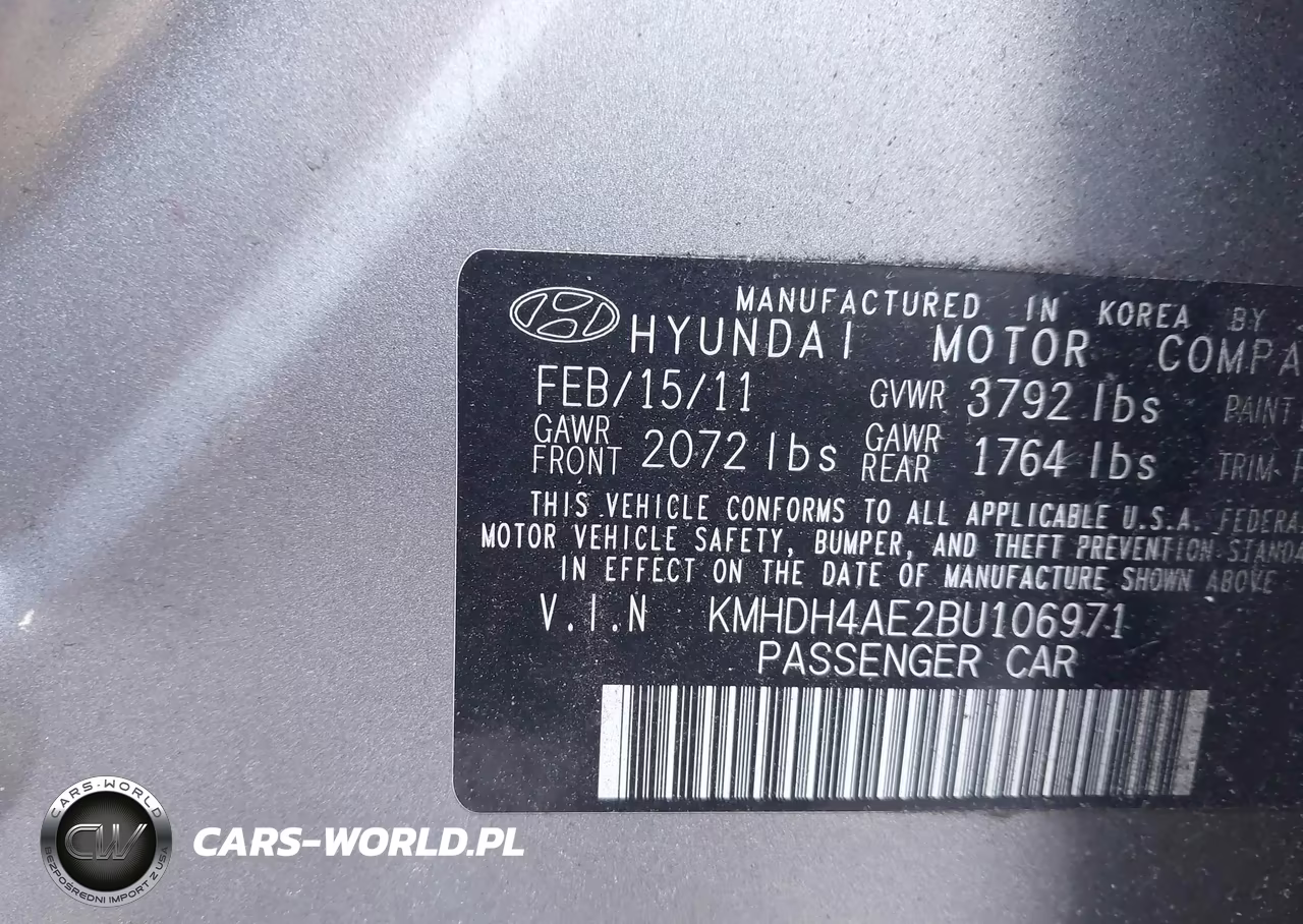 2011 Hyundai Elantra Gls (Ulsan Plant) VIN:KMHDH4AE2BU106971 - 9