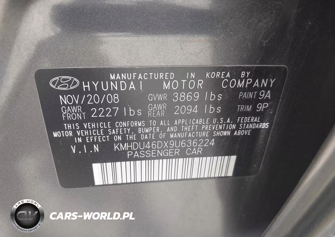 2009 Hyundai Elantra Se VIN:KMHDU46DX9U636224 - 9