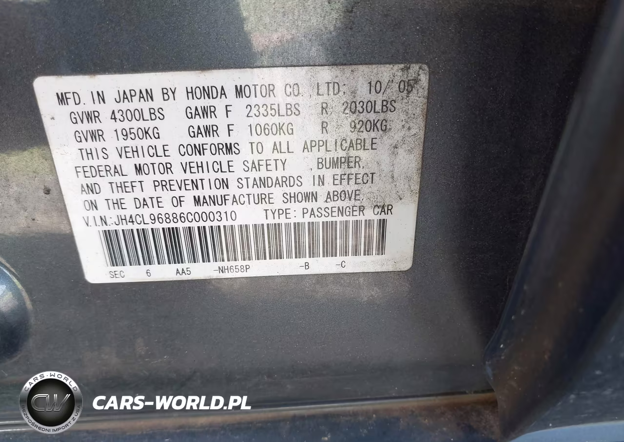 2006 Acura Tsx VIN:JH4CL96886C000310 - 9